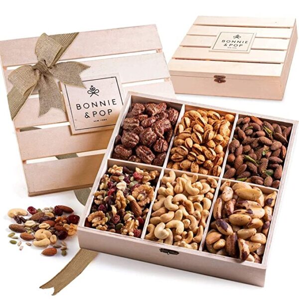 Nut Gift Basket, In Reuseable Wooden Crate
